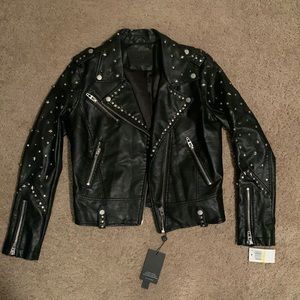 Faux Leather Spiked Jacket